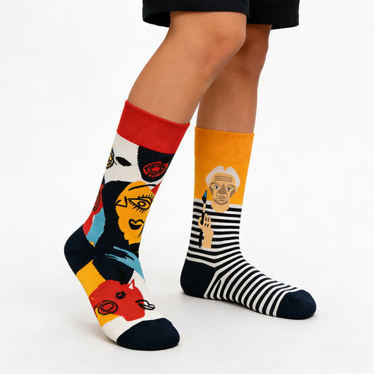 Baumwollsocken mit abstrakter Kunst - Orange - EU36-43 (US3-10) - image 0