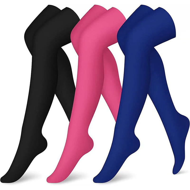 Oberschenkelhohe Kompressionsstrümpfe in Rosa, Marineblau und Schwarz (3 Paar) - Mehrfarbig - S/M - image 0