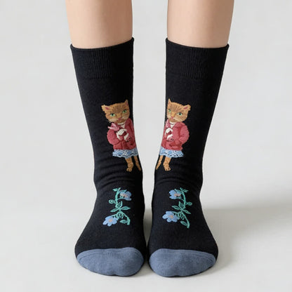 Niedliche Katzenblumen-Socken (3 Paar) - image 2