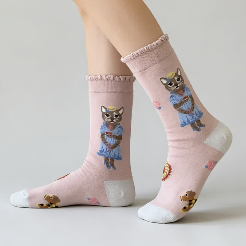Niedliche Katzenblumen-Socken (3 Paar) - image 1