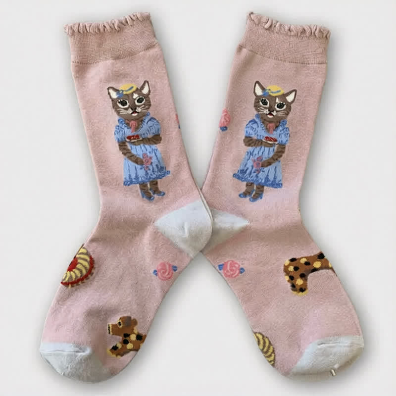 Niedliche Katzenblumen-Socken (3 Paar) - image 4