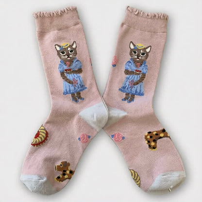 Niedliche Katzenblumen-Socken (3 Paar) - image 4