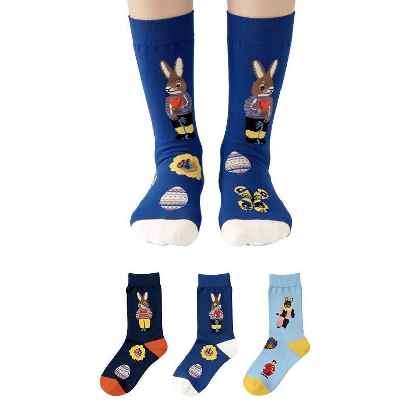 Verspielte Osterhasen-Socken (3 Paar) - Mehrfarbig - EU36-40 (US3-7) - image 0