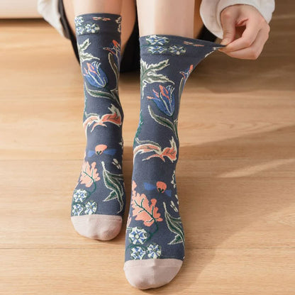 Vintage-Stramplersocken mit Blumenmuster (4 Paar) - image 2