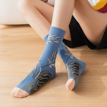 Vintage-Stramplersocken mit Blumenmuster (4 Paar) - image 1