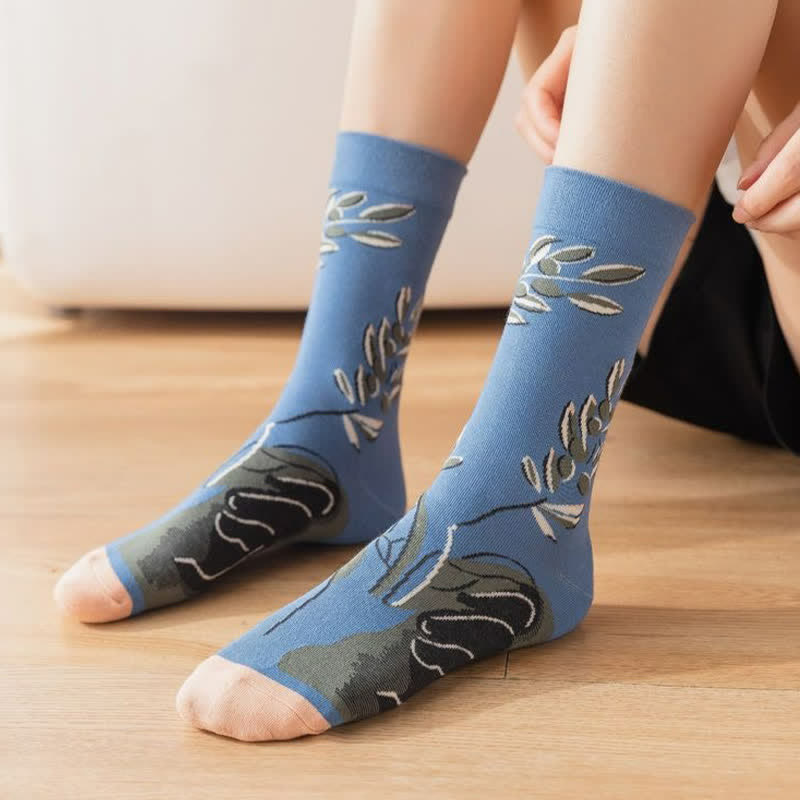 Vintage-Stramplersocken mit Blumenmuster (4 Paar) - image 4