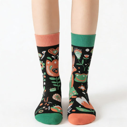 Blumen-Kaninchen-Cartoon-Viertel-Socken - image 0