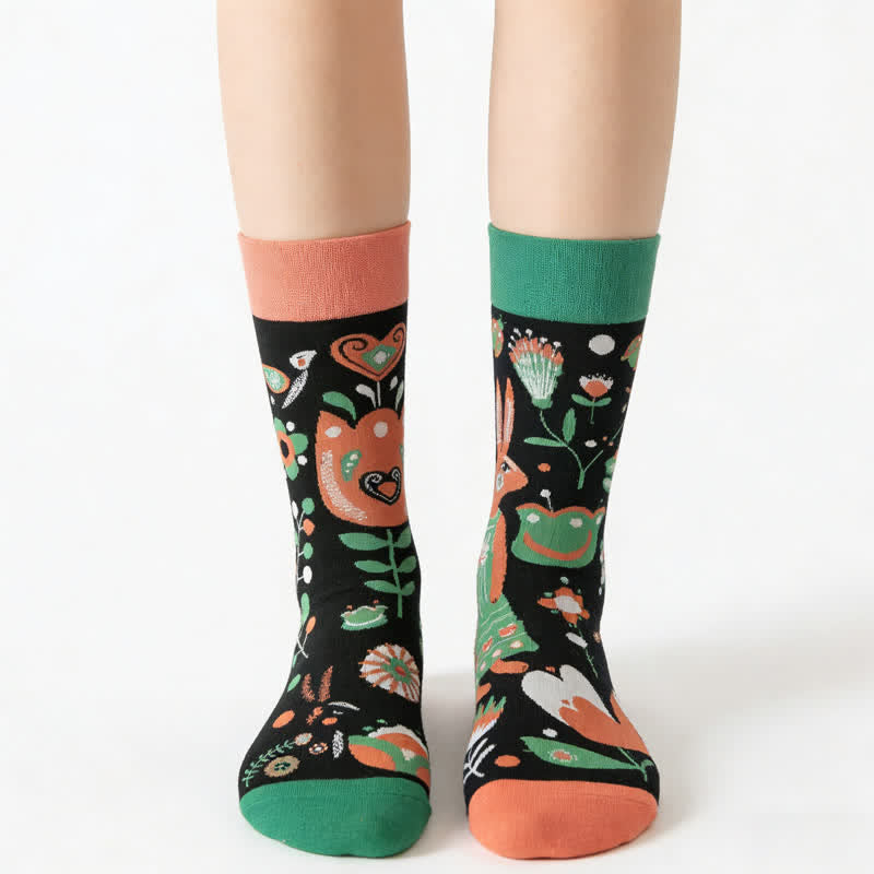 Blumen-Kaninchen-Cartoon-Viertel-Socken - image 0