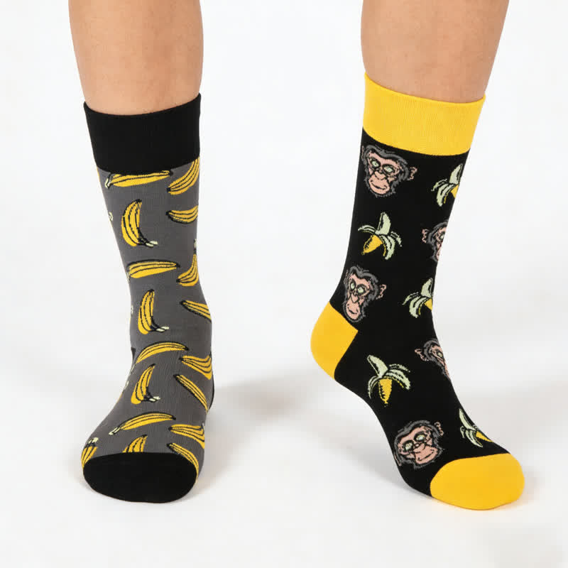 Verspielte Bananen-Affen-Viertel-Socken - Schwarz - EU36-43 (US3-9) - image 0