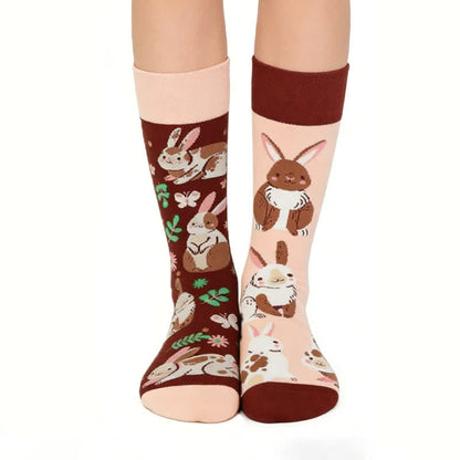 Niedliche Socken mit Blumenmuster und Kaninchenmotiv - Rosa - EU36-43 (US3-9) - image 0