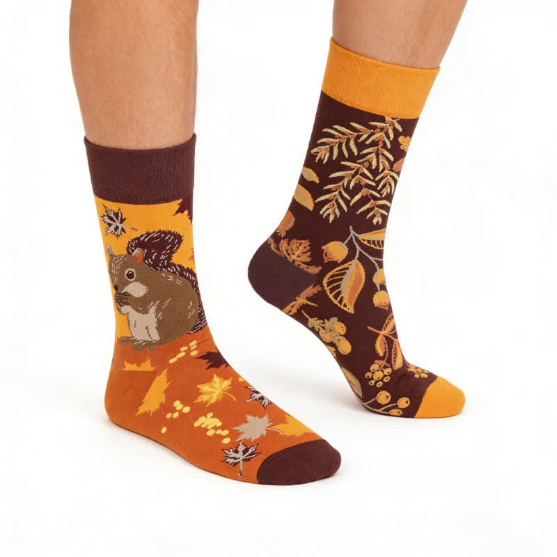 Herbst-Eichhörnchen-Viertel-Socken - Orange - EU36-43 (US3-9) - image 0