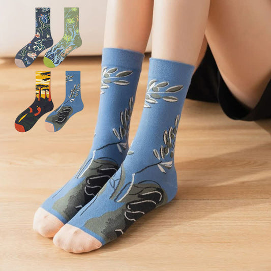 Vintage-Stramplersocken mit Blumenmuster (4 Paar) - Mehrfarbig - EU36-43 (US3-9) - image 0