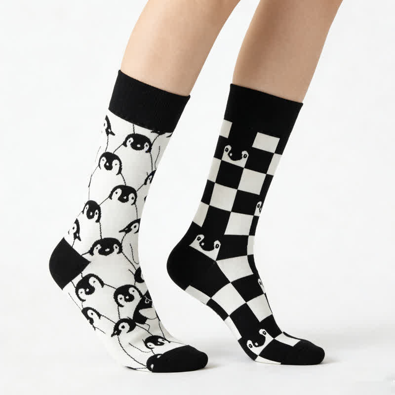 Pinguin-Cartoon-Viertel-Socken - Schwarz - EU36-43 (US3-9) - image 0