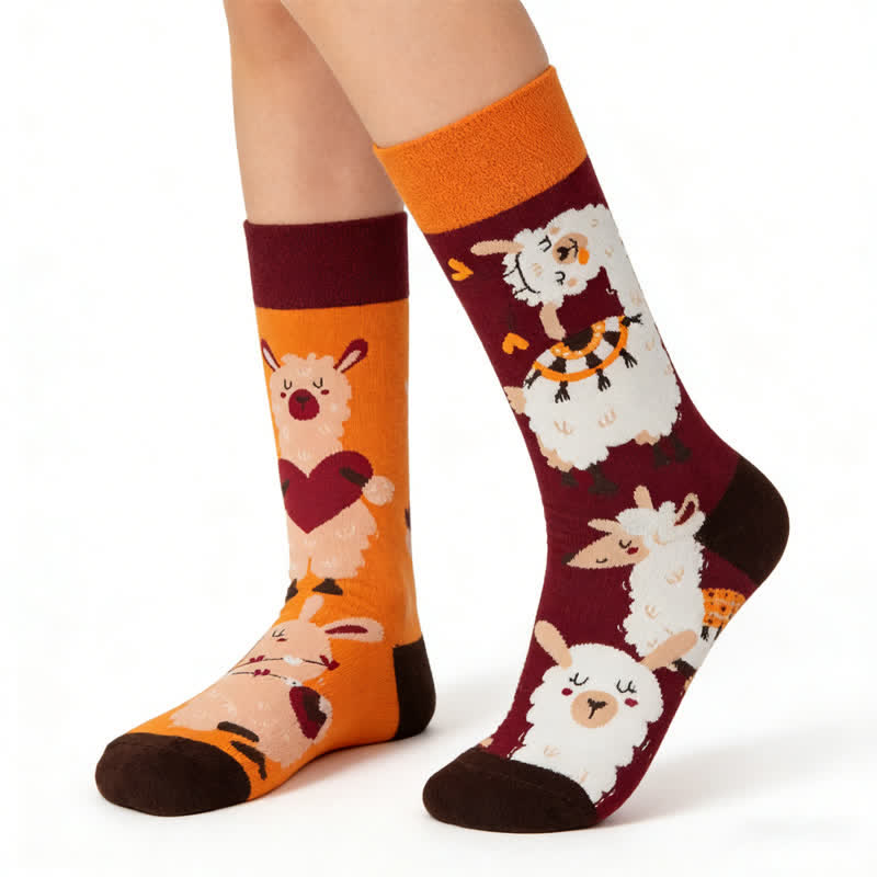 Verspielte Alpaka-Viertelsocken - Orange - EU36-43 (US3-9) - image 0