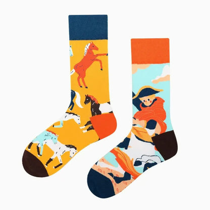 Verspielte Pferdeviertel-Socken - Orange - EU36-43 (US3-9) - image 1