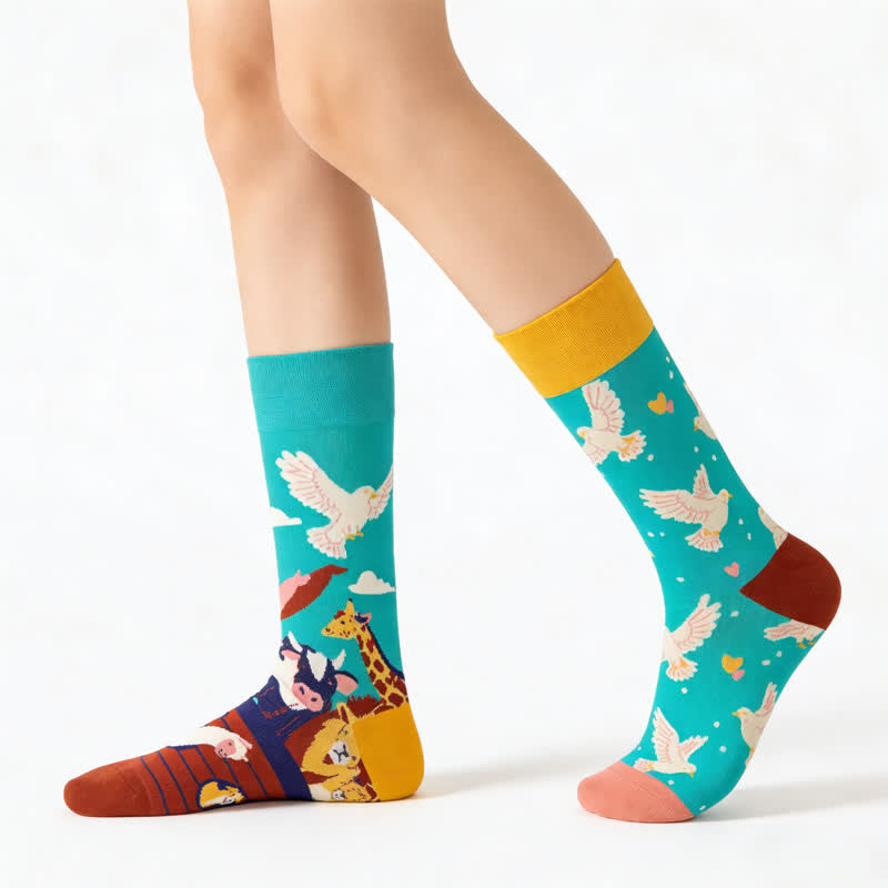 Verspielte Tier-Cartoon-Socken - Grün - EU36-43 (US3-9) - image 0