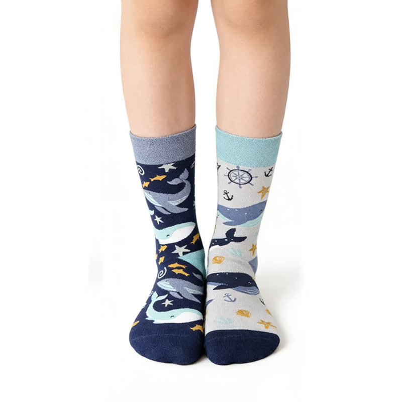 Ocean Whale Quarter Socks - Blau - EU36-43 (US3-9) - image 0