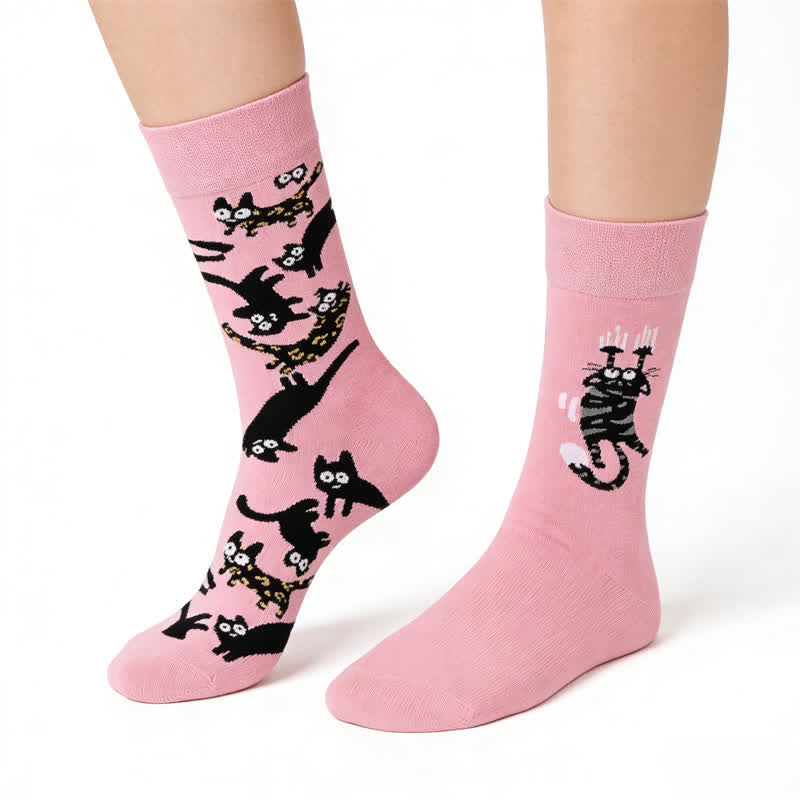 Niedliche Cartoon-Katzen-Socken - Rosa - EU36-43 (US3-9) - image 0
