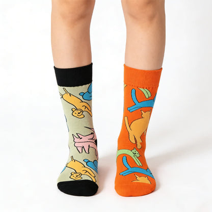 Verspielte Hunde- und Katzen-Viertel-Socken - Orange - EU36-43 (US3-9) - image 0