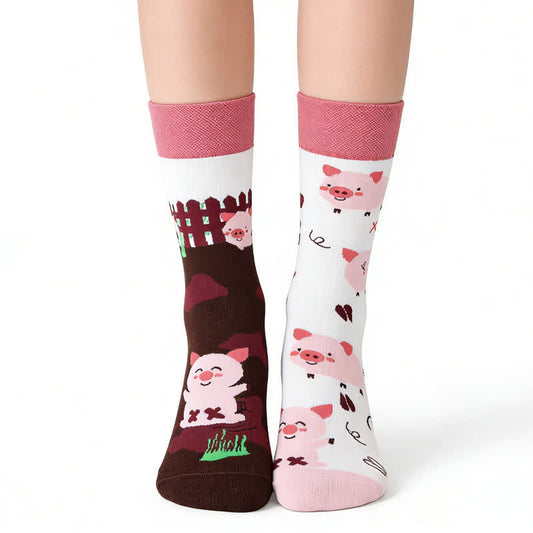 Niedliche Socken mit Schweinchenviertel-Motiv - Rosa - EU36-43 (US3-9) - image 0