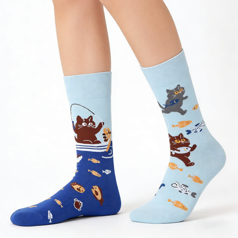Niedliche Katzenfisch-Viertel-Socken - Blau - EU36-43 (US3-9) - image 0