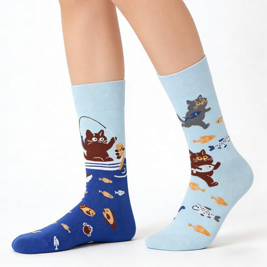 Niedliche Katzenfisch-Viertel-Socken - Blau - EU36-43 (US3-9) - image 0