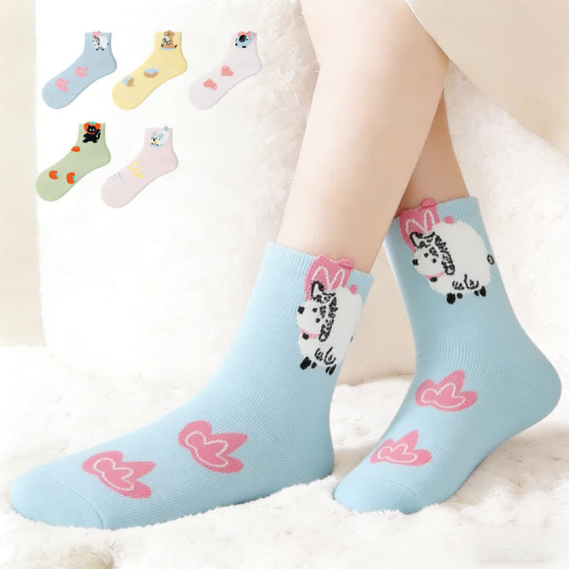 Niedliche Cartoon-Viertelsocken (5 Paar) - Mehrfarbig - EU36-41 (US3-7,5) - image 0