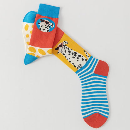 Bunte, gestreifte Viertelsocken mit Cartoon-Motiven (5 Paar) - image 5