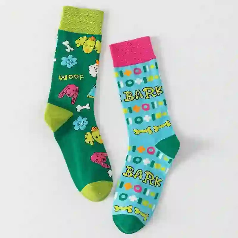 Bunte, gestreifte Viertelsocken mit Cartoon-Motiven (5 Paar) - image 3