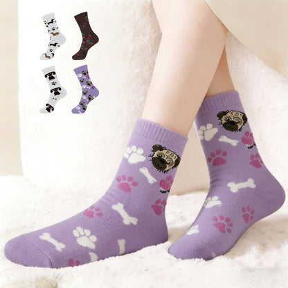 Viertelsocken mit niedlichem Hundemotiv (4 Paar) - Mehrfarbig - EU36-43 (US3-9) - image 0