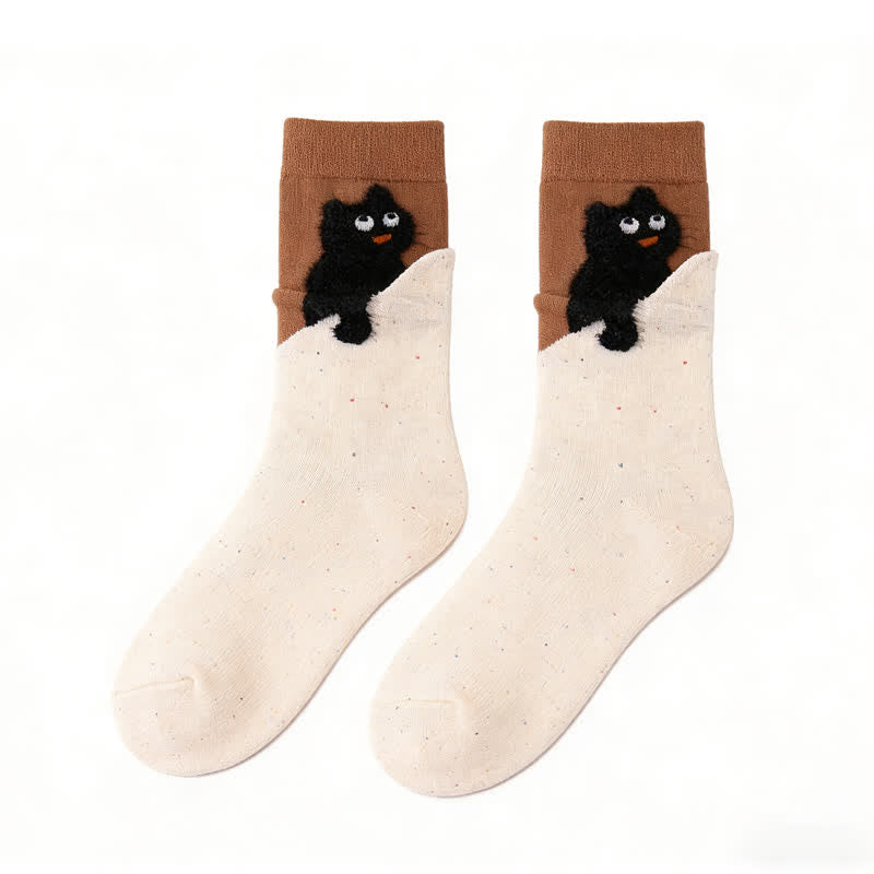 Kuschelige Plüschkatzen-Socken (4 Paar) - Braun - EU35-40 (US2-7) - image 8