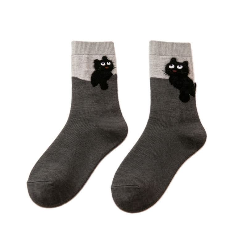 Kuschelige Plüschkatzen-Socken (4 Paar) - Dunkelgrau - EU35-40 (US2-7) - image 7
