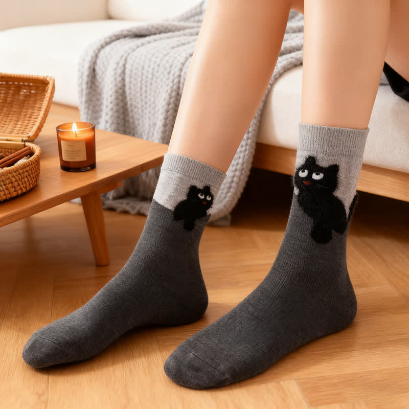 Kuschelige Plüschkatzen-Socken (4 Paar) - image 3
