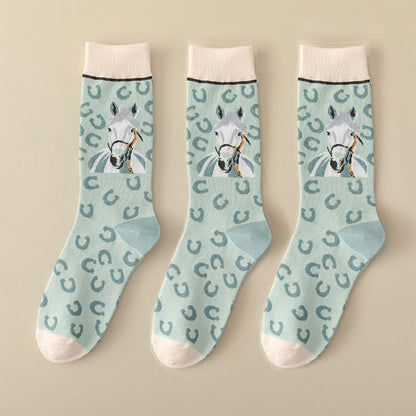 Socken mit Cartoon-Pferdemotiv (3 Paar) - Blau - EU35-40 (US1-7) - image 10