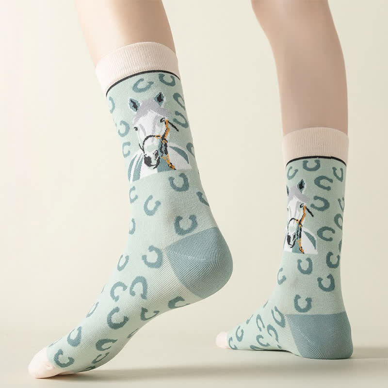 Socken mit Cartoon-Pferdemotiv (3 Paar) - image 1