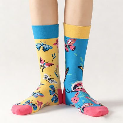 Bunte Blumen-Schmetterlings-Viertel-Socken - Blau - EU36-43 (US3-9) - image 0