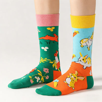 Cartoon-Hasen-Viertel-Socken - Grün - EU36-43 (US3-9) - image 0