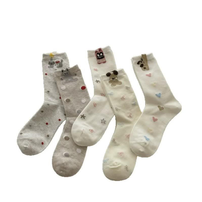 Cute Pattern Heart Socks(5 Pairs) - image 1
