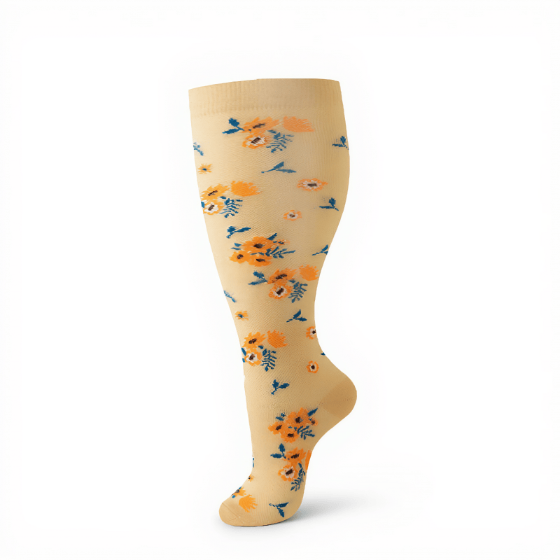 Kompressionsstrümpfe in Übergröße im Vintage-Stil mit Blumenmuster - image 11