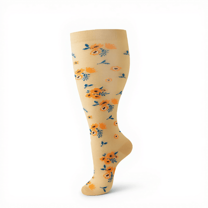 Kompressionsstrümpfe in Übergröße im Vintage-Stil mit Blumenmuster - image 11