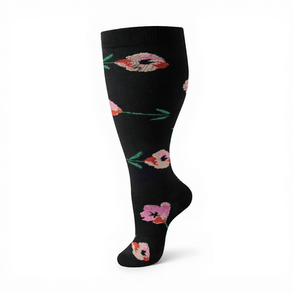 Elegante Kompressionsstrümpfe mit Blumenmuster in Übergröße (3 Paar) - image 11