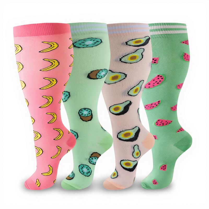 Plus Size Fruity Fun Kompressionsstrümpfe (4 Paar) - image 2