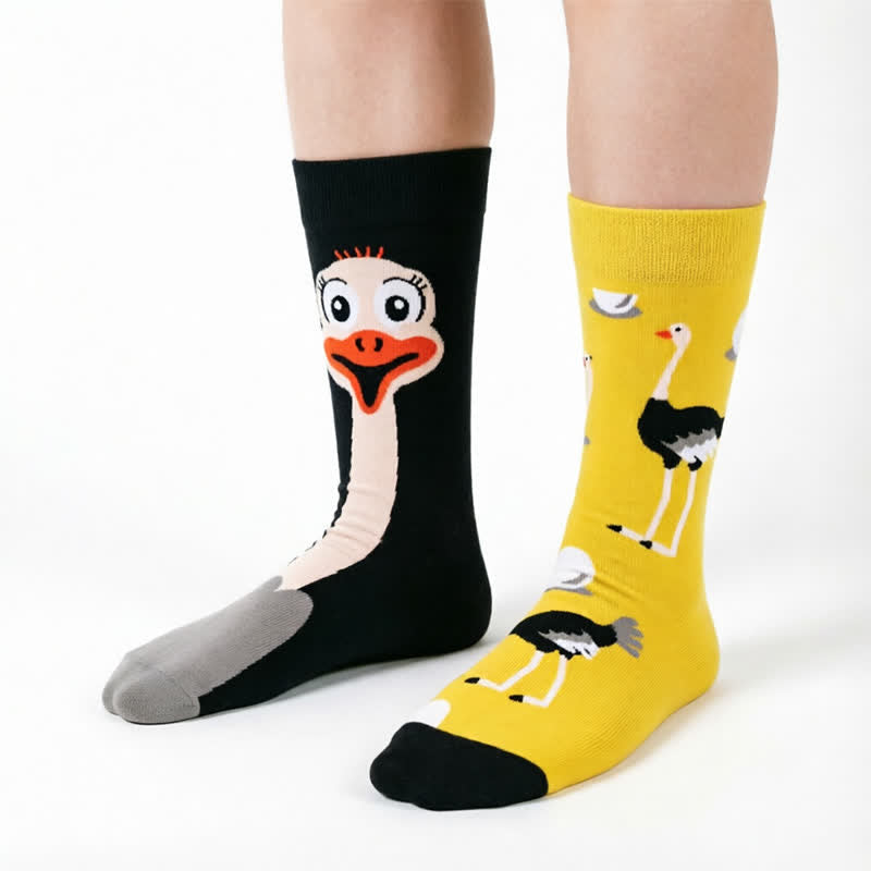 Funny Ostrich Quarter Socks - Yellow - EU35-43(US2-9） - image 0