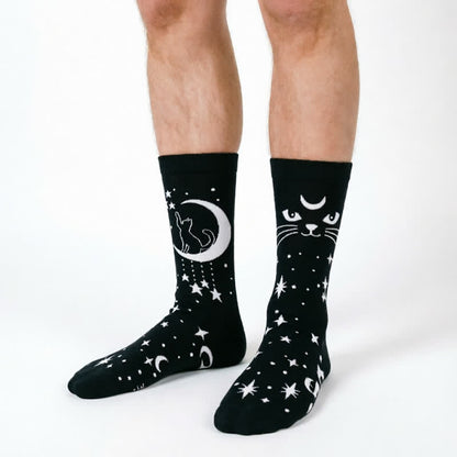 Moon Cat Quarter Socks - Black - EU35-43(US2-9) - image 0