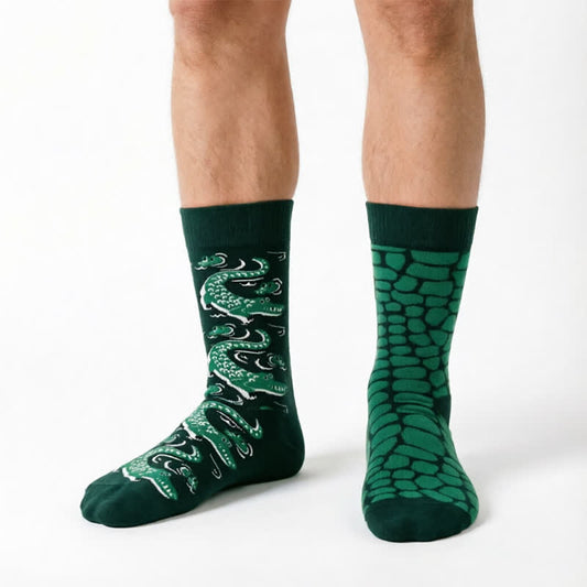 Cartoon-Krokodil-Viertel-Socken - Grün - EU35-43 (US2-9) - image 0