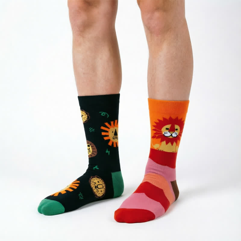Verspielte Löwen-Viertel-Socken - Rot - EU35-43 (US2-9) - image 0