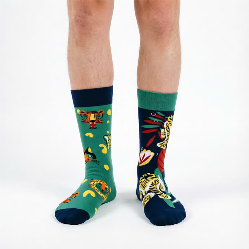 Verspielte Tiger Viertel Socken - Grün - EU35-43 (US2-9) - image 0
