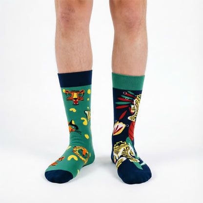 Verspielte Tiger Viertel Socken - Grün - EU35-43 (US2-9) - image 0