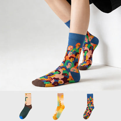 Viertelsocken mit verspieltem Malmuster (3 Paar) - Mehrfarbig - EU35-43 (US2-9) - image 0