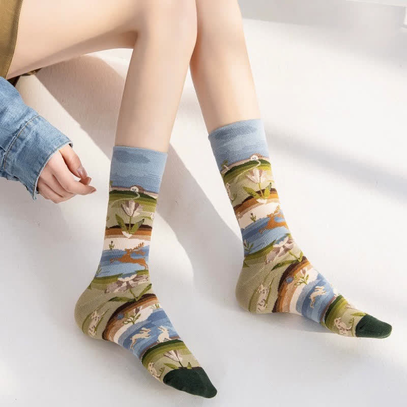 Viertelsocken mit verspieltem Malmuster (4 Paar) - image 4